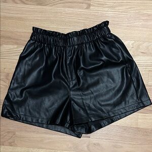 Steve Madden Black High Waist Faux Leather Shorts